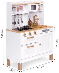 ECOTOYS Detská veľká drevená kuchynka so svetlom a zvukom