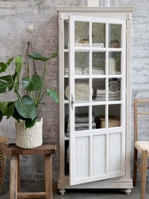 Biela antik drevená skriňa / vitrína s policami Old Francé - 66*37*173 cm