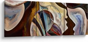 Obraz - Abstrakcia hláv (s hodinami) (90x30 cm)