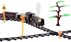 Veľká retro lokomotíva RC0700 s diaľkovým ovládaním, svetlom, parou a realistickým zvukom