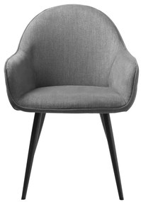 Sivé čalúnené jedálenské kreslo s podrúčkami Minto – Unique Furniture