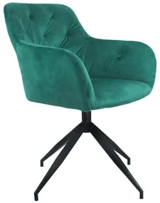 Otočná stolička, zelená Velvet látka/čierna, VELEZA NEW
