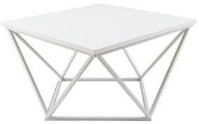 HowHomely Konferenčný stolík CURVED 60x60 cm biela 10-1568-60-WW-MDF