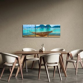 Obrázok hojdacej siete na pláži 3 (s hodinami) (90x30 cm)