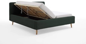 Čalúnená posteľ taupe s úložným priestorom 180 x 200 cm menčester zelená MUZZA
