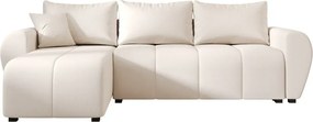 Rozkladacia obojstranná sedacia súprava do L SEVIO 246x145 cm, krémová + 2 vankúšiky ZDARMA