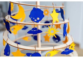 Súprava 8 žlto-modrých filcových vianočných dekorácií Spira Medium