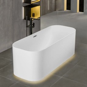 VILLEROY &amp; BOCH Finion voľne stojaca vaňa z materiálu Quaryl (bez spoja medzi panelom a vaňou), odtok v strede, 1700 x 700 x 633 mm, funkcia Emotion, Chrome, biela alpská, UBQ177FIN7A100V301