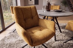 Dizajnová otočná stolička Vondila horčicový zamat