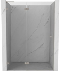 Mexen, Mexen Lunar L Otočné ľavé sprchové dvere 135 cm, transparentné, brúsený nikel - 834L-135-000-97-00-L