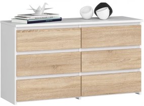 Komoda CL100 6SZ biela / dub sonoma