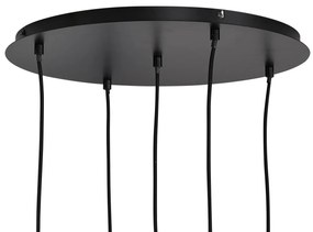 Moderné závesné svietidlo čierne s dymovým sklom - Jia