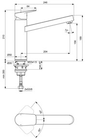 Ideal Standard Ceraplan - Drezová batéria s horným výtokom, chróm BD311AA