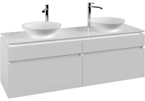 VILLEROY &amp; BOCH Legato závesná skrinka pod dve umývadlá na dosku, 4 zásuvky, 1600 x 500 x 550 mm, White Matt, B60000MS