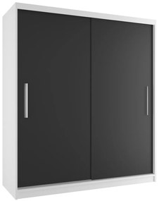Šatníková skriňa 158 cm Belini biely mat / čierny mat s posuvnými dverami  SI SZP1/2/W/B/0/AL