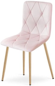 Set dvoch jedálenských stoličiek LIBRA zamatové, svetloružové / hnedé nohy (2 ks)