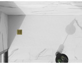 Mexen Stone+, obdĺžniková vanička z minerálneho kompozitu 180 x 80 cm, biela, zlatá lesklá krytka, 44108018-G