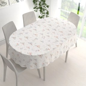 Biante Detský bavlnený oválny obrus Sandra SA-614 Veselé vtáčiky na bielom 50x100 cm