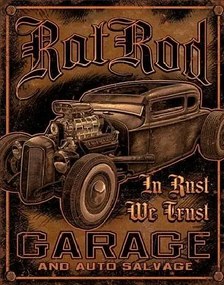 Plechová ceduľa GARAGE - Rat Rod, (31.5 x 40 cm)