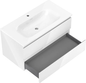 Mexen Orio, kúpeľňová skrinka 90 cm s umývadlom Vela, 2 zásuvky, biela lesklá, 91A10-09047-2-BFF00-W23M00