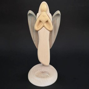 AMADEA Drevený svietnik anjel so srdcom, farebný, výška 25 cm