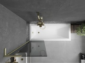 Mexen Next L, 1-krídlová vaňová zástena 60 x 150 cm, 6mm šedé sklo, zlatý matný profil, 895-060-000-03-40-55