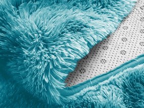 Modrý okrúhly shaggy koberec Ombre Rozmer: 80