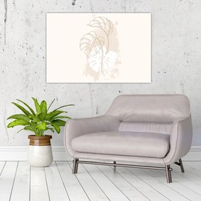 Obraz - Line art monstera N⁰1 (90x60 cm)