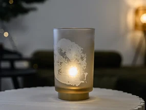 Ružová sklenená LED lampička PINNY, 15 cm