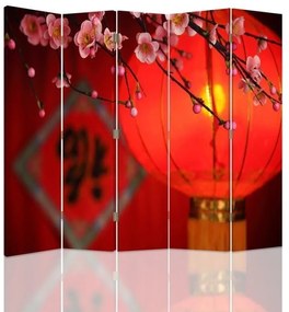 Ozdobný paraván Japonsko Cherry Blossom - 180x170 cm, päťdielny, klasický paraván