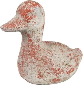 Tehlovo-sivá antik cementová dekorácia kačička Brocante - 15*8*12 cm