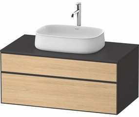 DURAVIT Zencha závesná skrinka pod umývadlo na dosku, 2 zásuvky, 1000 x 550 x 442 mm, dub prírodný/grafit super matná, ZE4821030800000