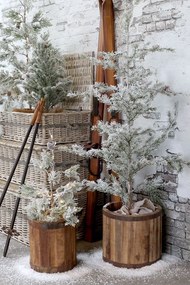 Zasnežený vianočný borovicový stromček v jute a so šiškami Pine Tree - 65*180 cm
