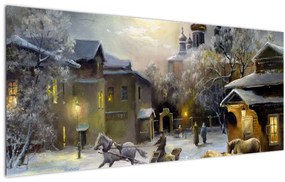 Obraz - Zimná dedinka (120x50 cm)