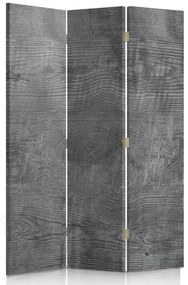 Ozdobný paraván, Šedé dřevo - 110x170 cm, trojdielny, obojstranný paraván 360°