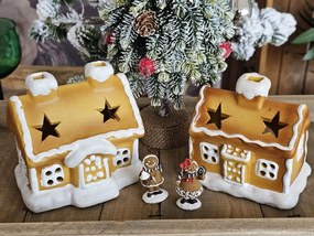 Keramický svietnik perníková chalúpka Gingerbread House - 11 * 8 * 10 cm