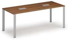Stôl PRIMO INFINITY 2000 x 900 x 750, orech + 2x stolná zásuvka TYP V, strieborná