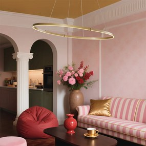 Dizajnové závesné svietidlo mosadzné 120 cm vrátane LED 3-stupňové stmievateľné - Ovallo