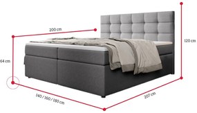 Čalúnená posteľ boxspring SALMA + vrchný matrac - inari 22 / 180x200