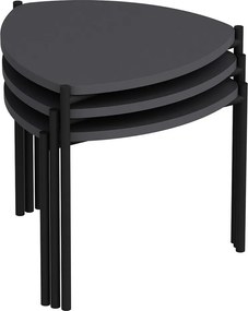 Súprava odkladacích stolíkov Lenny Anthracite, 3 ks