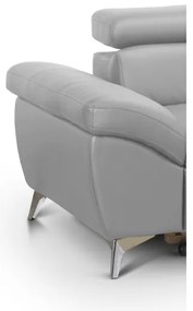 Kožená rohová sedacia súprava SALERNO II pravá, rozkladacia, šedá