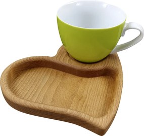 AMADEA Drevená miska srdca s hrnčekom, masívne drevo, rozmer 17 x 15,5 cm, český výrobok