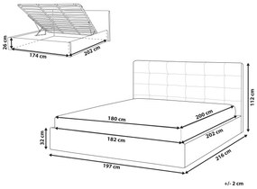 Zamatová posteľ s úložným priestorom 180 x 200 cm sivá LORIENT Beliani