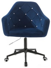 LuxuryForm DESIGN Kreslo ROMA VELUR na čiernej podstave s kolieskami - modré
