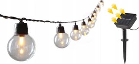 LED solárna dekoratívna svetelná reťaz 30× LED, 8 funkcií, 500 mAh, 10,6 m, IP67, teplá biela