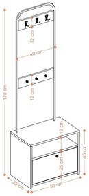 Vešiak s botníkom Quinn White and Black