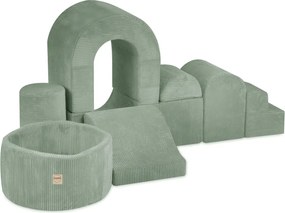 Ihrisko Zámok s bazénikom + 150 loptičiek (perleťové, strieborné), prémiový zelený menčester