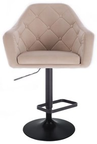LuxuryForm DESIGN Barová stolička ANDORA VELUR na čiernom tanieri - krémová