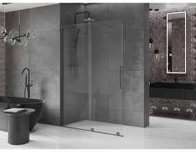 Mexen Velar, sprchová zástena s posuvnými dverami Walk-in 130 x 200 cm, 8mm číre sklo, brúsený grafit, 871-130-000-03-95