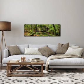 Obraz čarovného lesa (s hodinami) (90x30 cm)